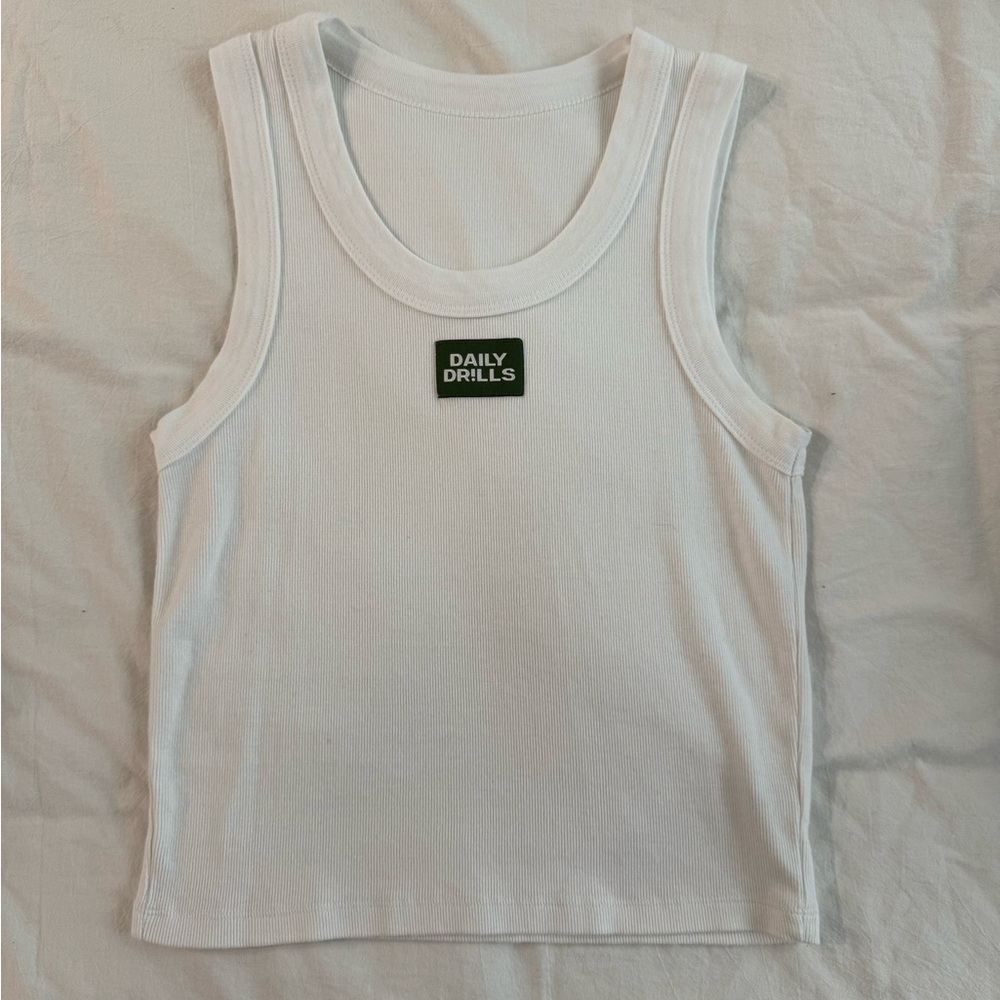 Daily Drills White logo ribbed tank